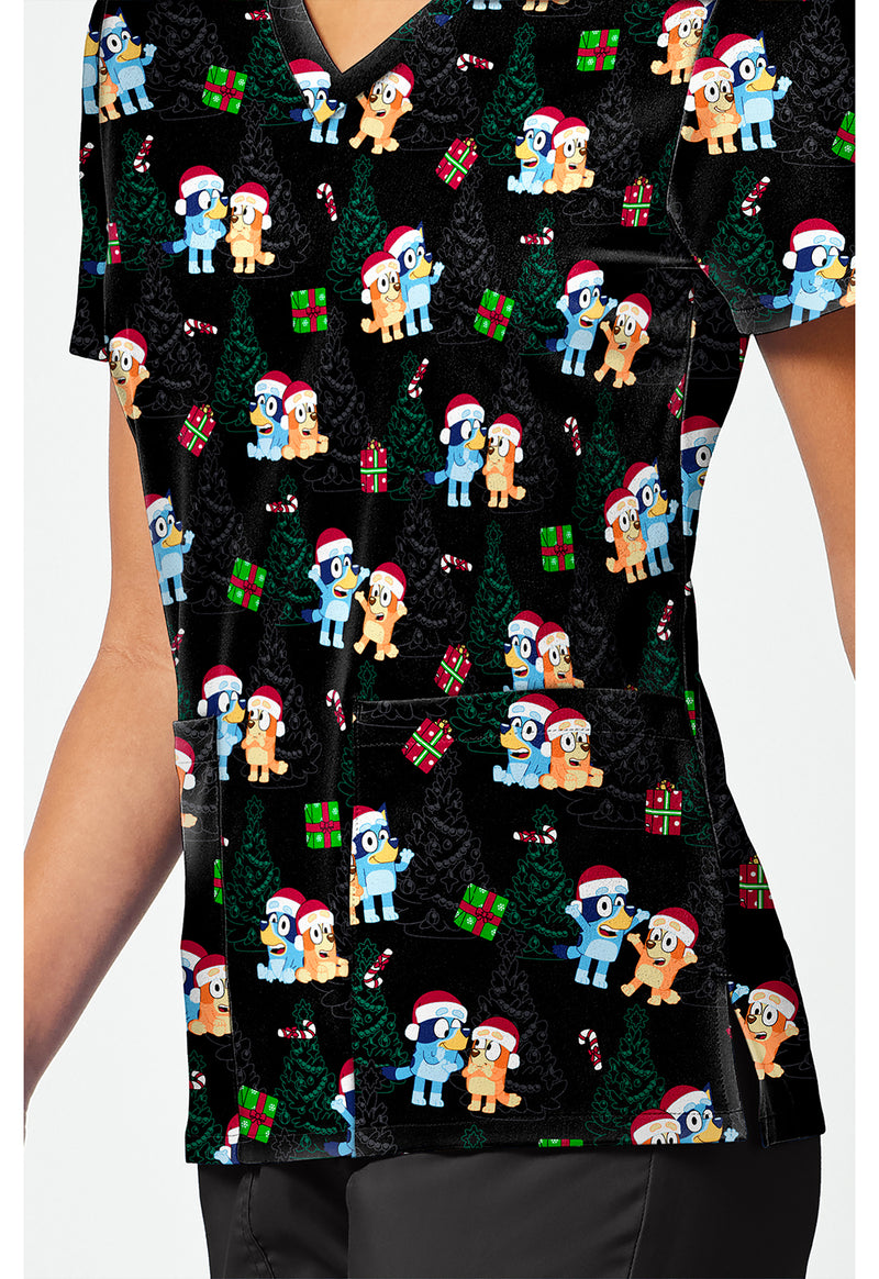 Santa Bluey - Print V-Neck Top – Character Prints (View 3)