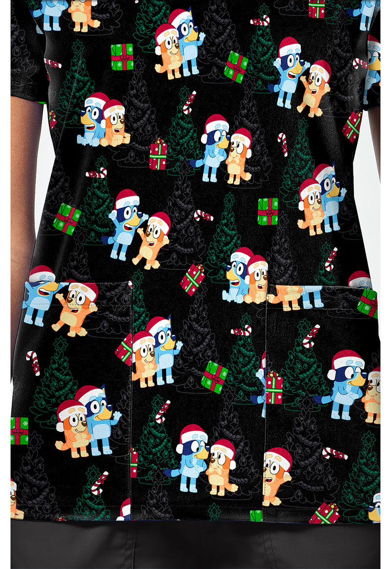 Santa Bluey - Print V-Neck Top – Character Prints (View 4)