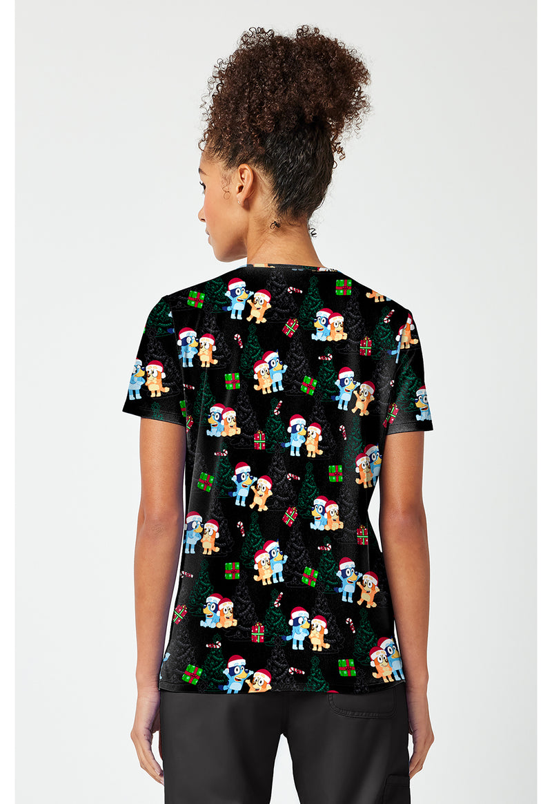 Santa Bluey - Print V-Neck Top – Character Prints (Back)