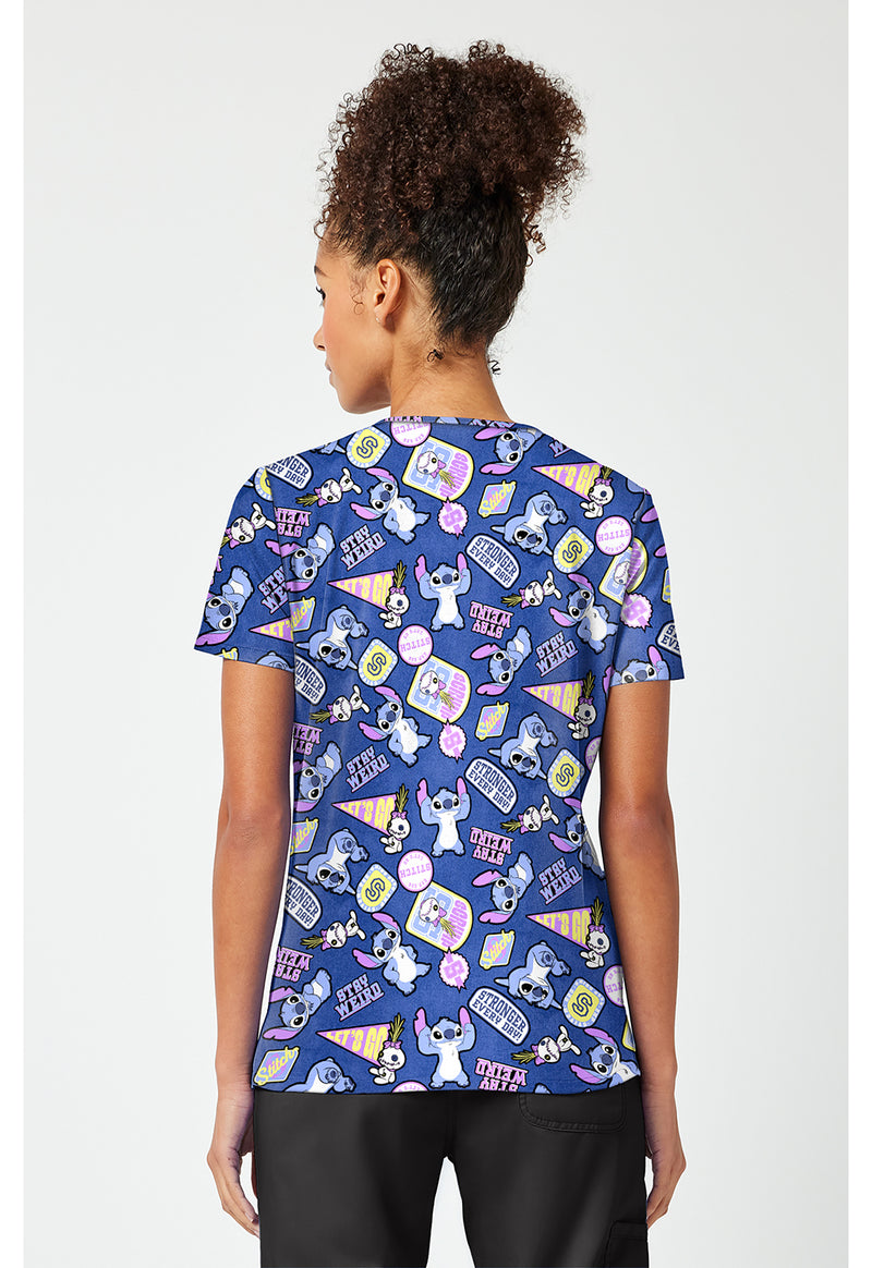 Collegiate Stitch - Print V-Neck Top – Disney (Back)