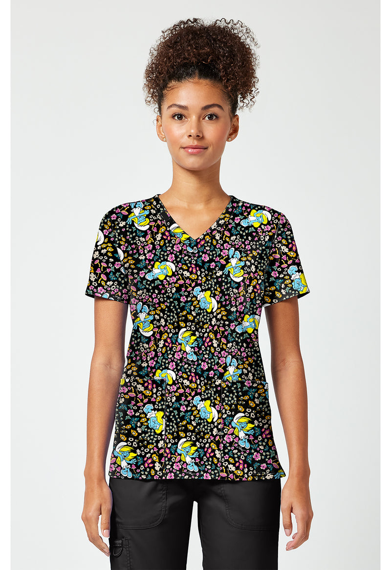 Smurfette's Garden - Print V-Neck Top – Character Prints