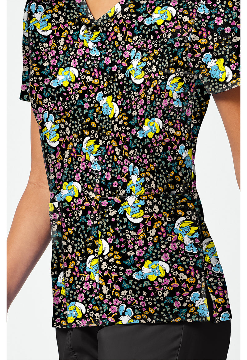 Smurfette's Garden - Print V-Neck Top – Character Prints (View 3)