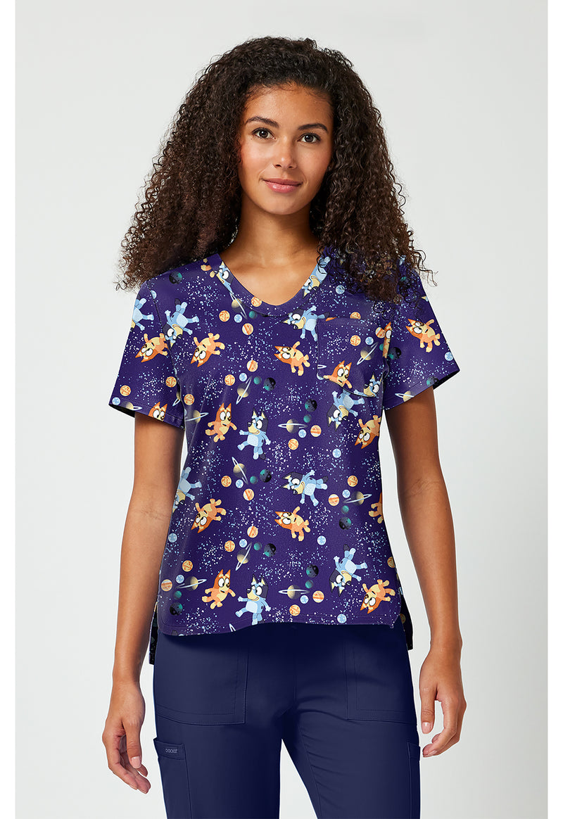 Cosmic Bluey - Print V-Neck Top