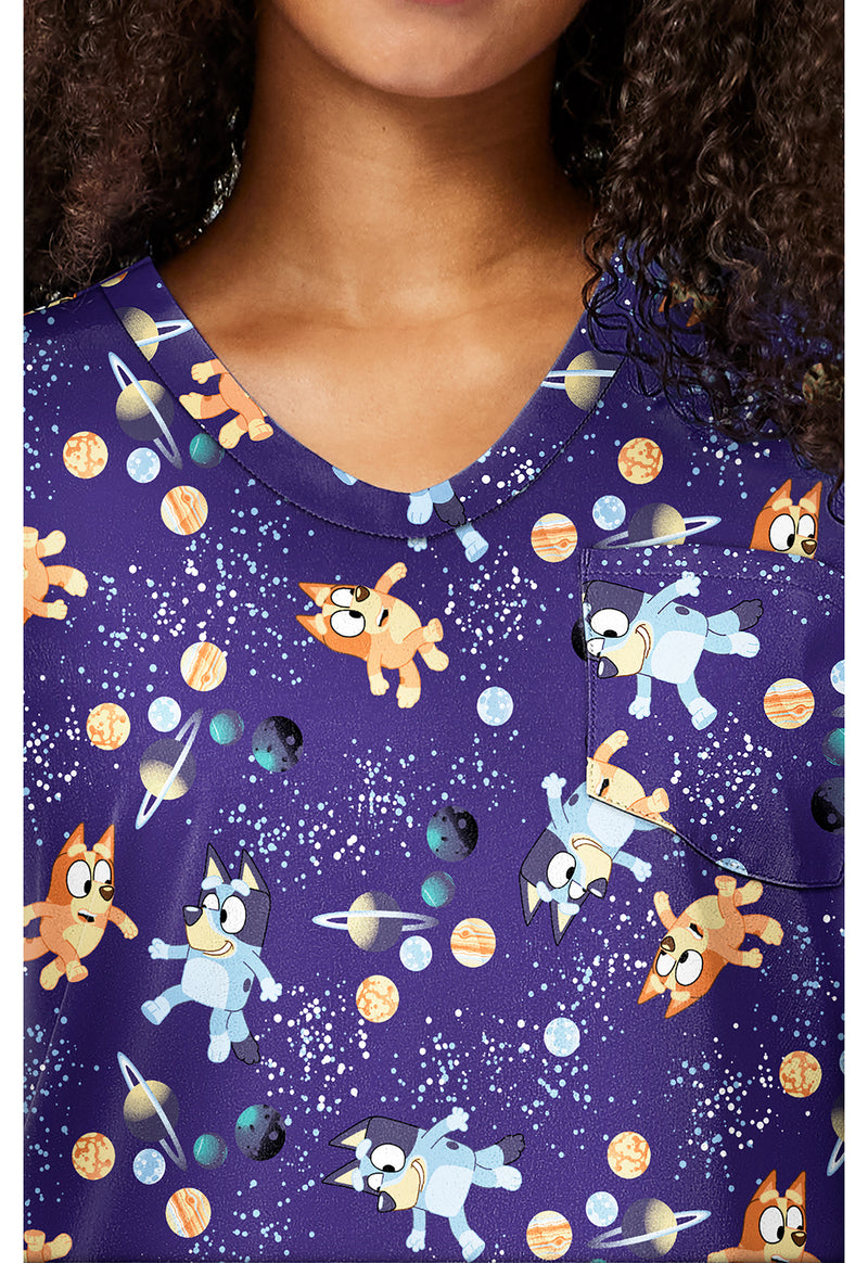 Cosmic Bluey - Print V-Neck Top (View 2)