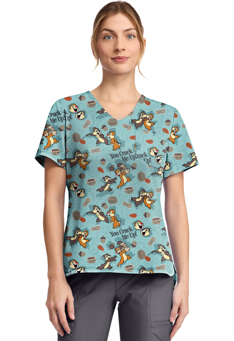 Crack Me Up - Print V-Neck Top