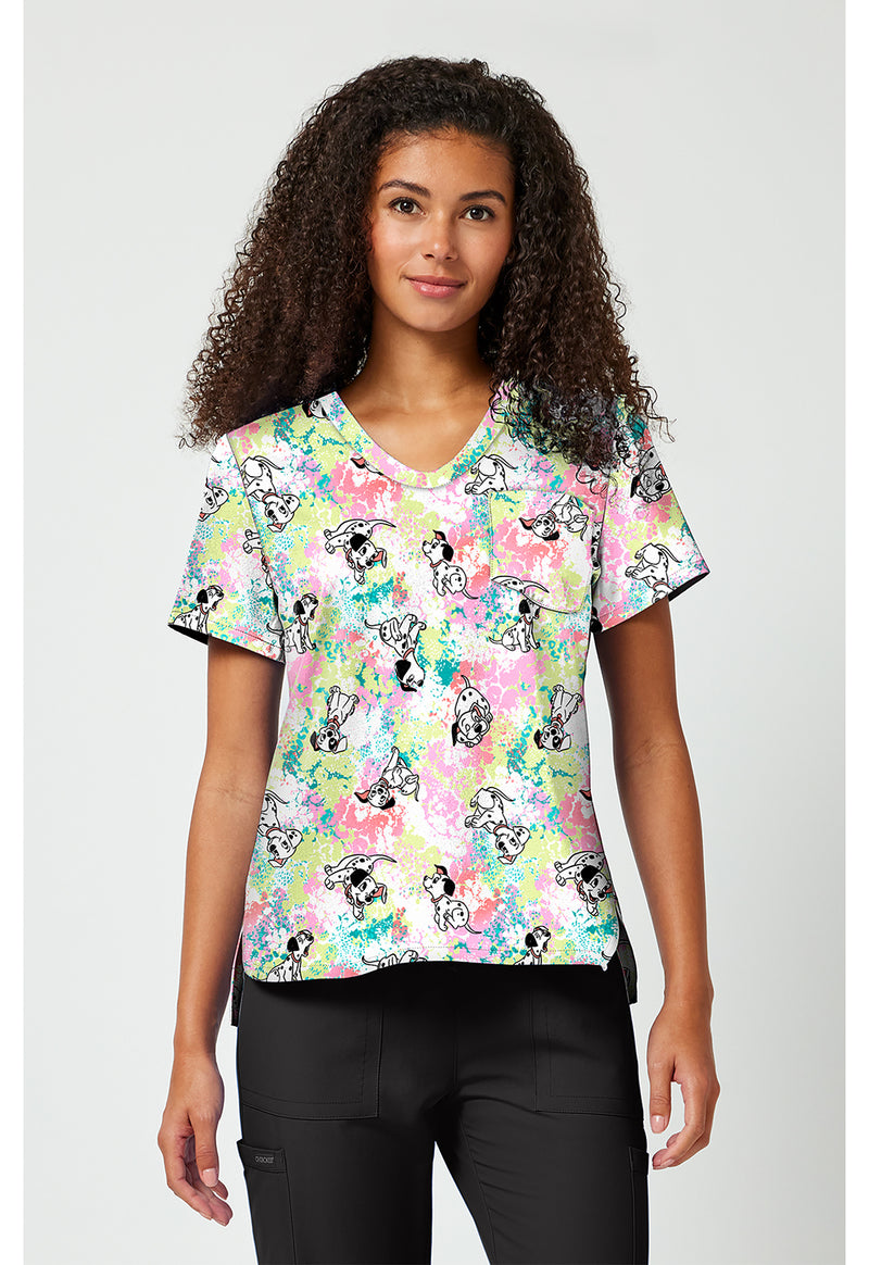 Puppy Pile - Print V-Neck Top