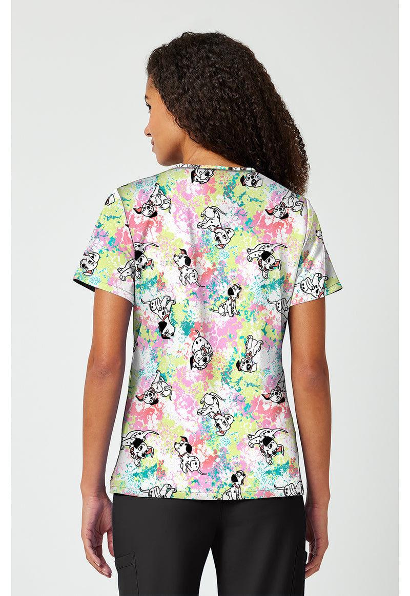 Puppy Pile - Print V-Neck Top (Back)