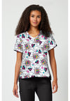 Head Skyward - Print V-Neck Top