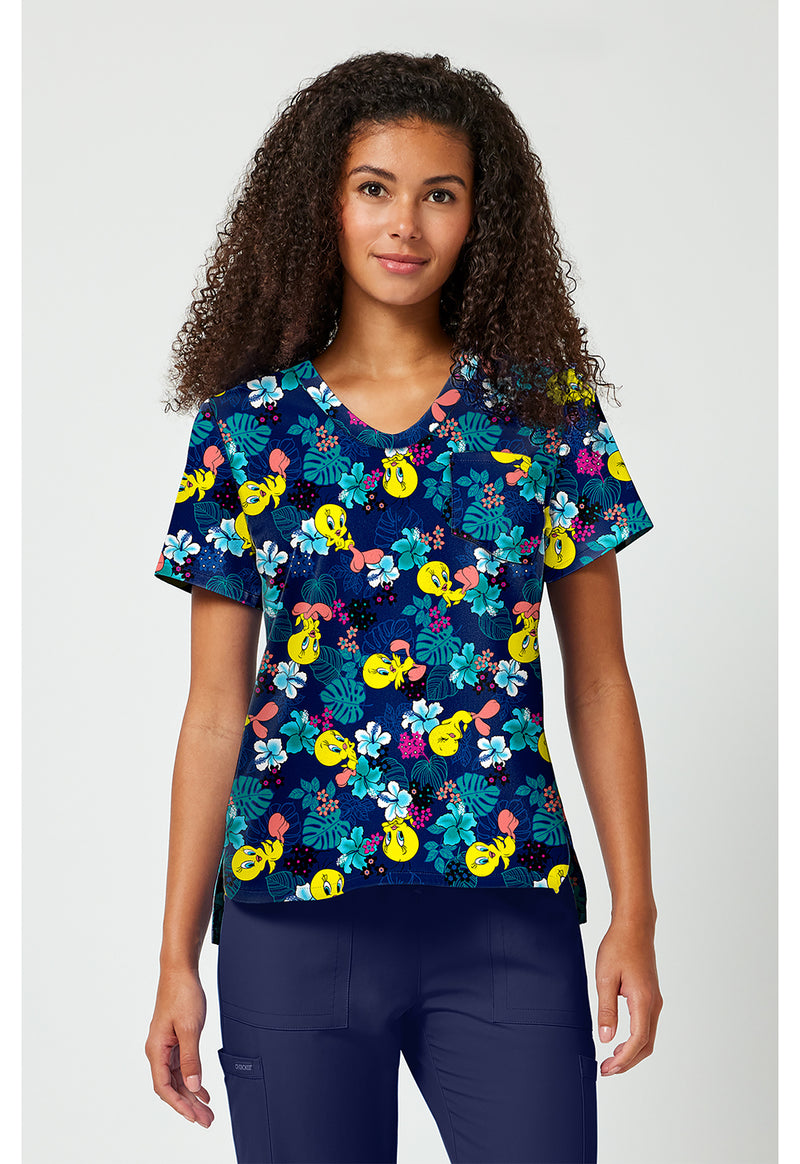 Tropic Of Tweety - Print V-Neck Top
