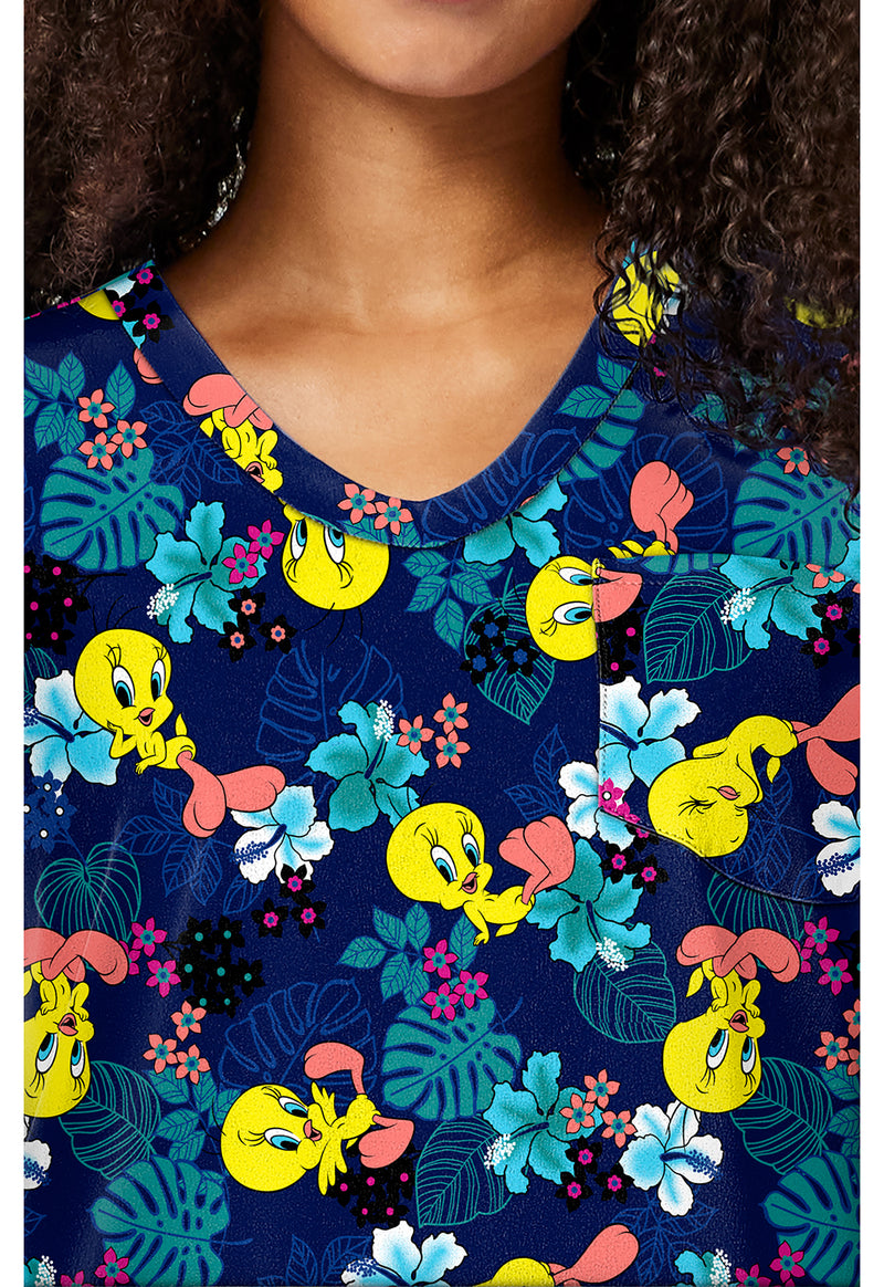 Tropic Of Tweety - Print V-Neck Top (View 2)