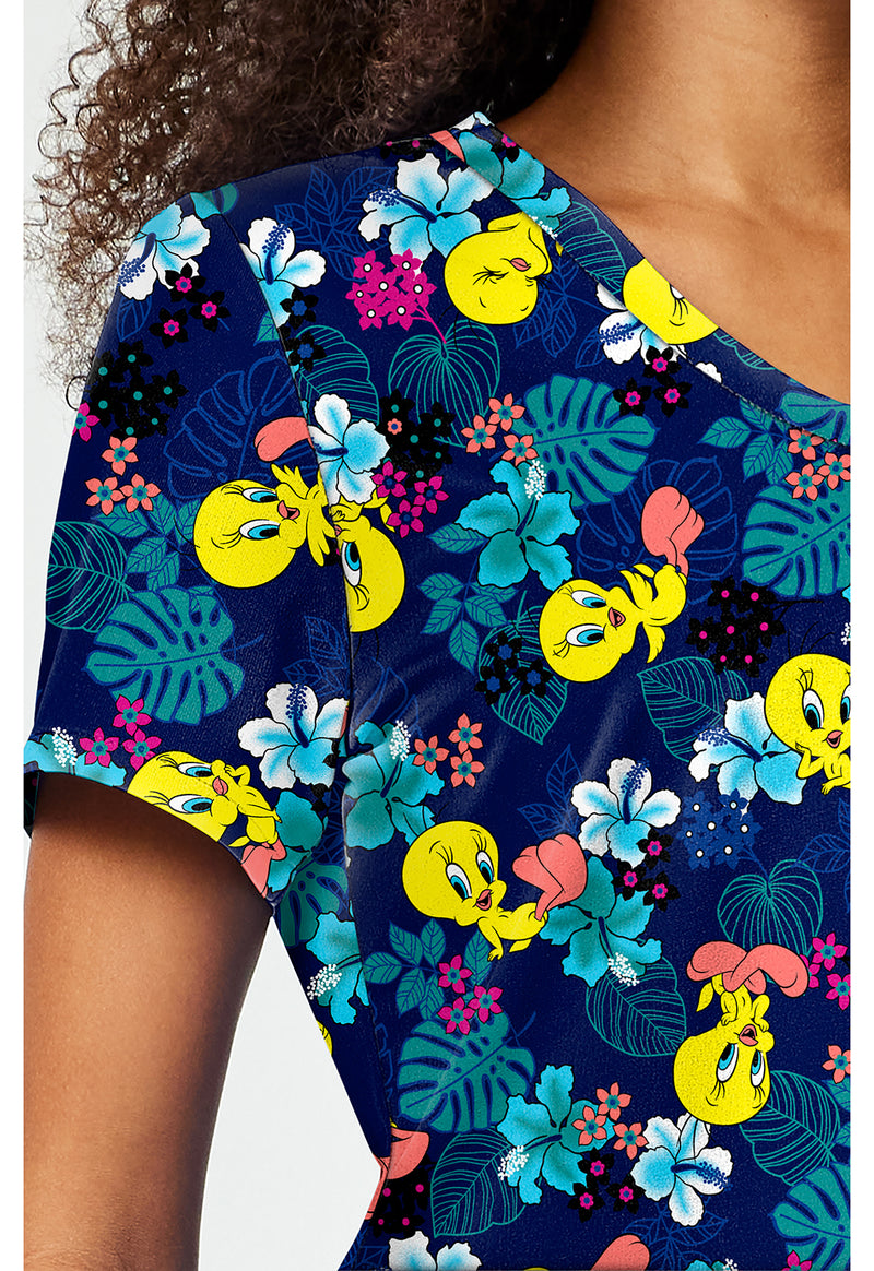 Tropic Of Tweety - Print V-Neck Top (View 3)
