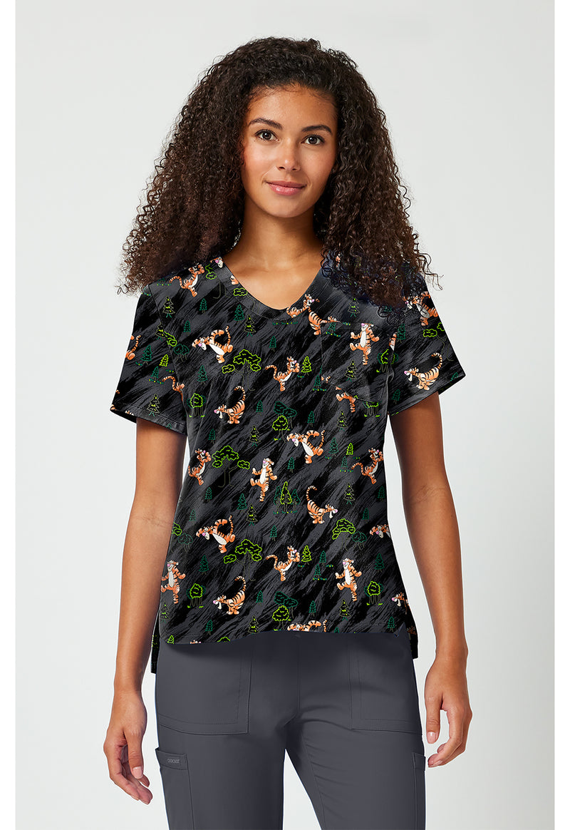 Flouncy Bouncy - Print V-Neck Top