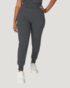 Dark Pewter - White Cross V-Tess Women's 7 Pocket Yoga Waist Cargo Jogger Scrub Pant for Nursing