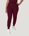 Wine - White Cross V-Tess Women's 7 Pocket Yoga Waist Cargo Jogger Scrub Pant for Nursing