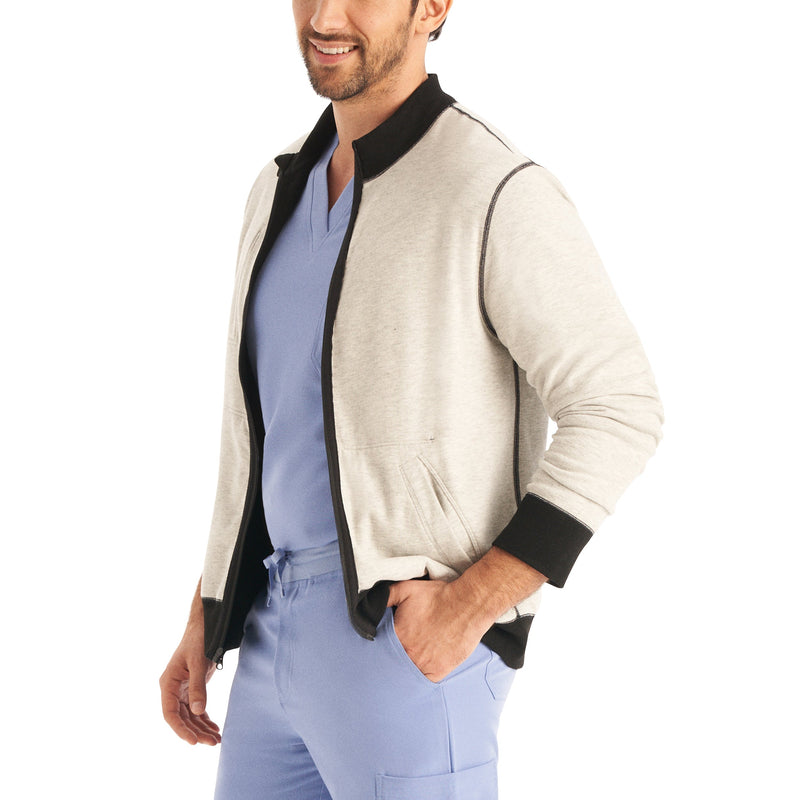 Black/heather Pewter - White Cross Scrub Jackets - Detail View