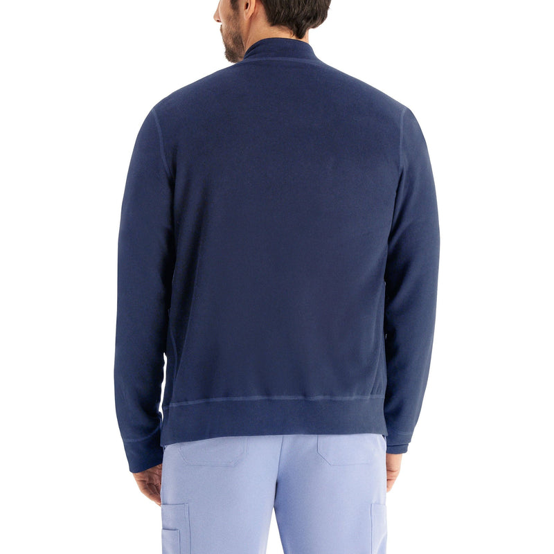 Navy/heather Pine Grove - White Cross Unisex Scrub Jackets - Back View