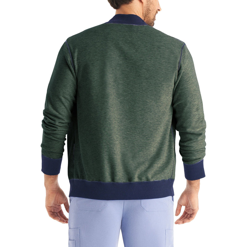 Navy/heather Pine Grove - White Cross Scrub Jackets - Detail View