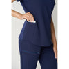 Dark Pewter - White Cross 2-Pocket V-Neck Scrub Top - Detail View