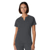 Dark Pewter - White Cross V-Tess Women's 1 Pocket Notch Collar Scrub Top for Nursing