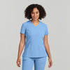 Ceil Blue - White Cross V-Tess Women's 3 Pocket V-Neck Scrub Top for Nursing