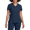 Navy - White Cross V-Tess Women's 3 Pocket V-Neck Scrub Top for Nursing
