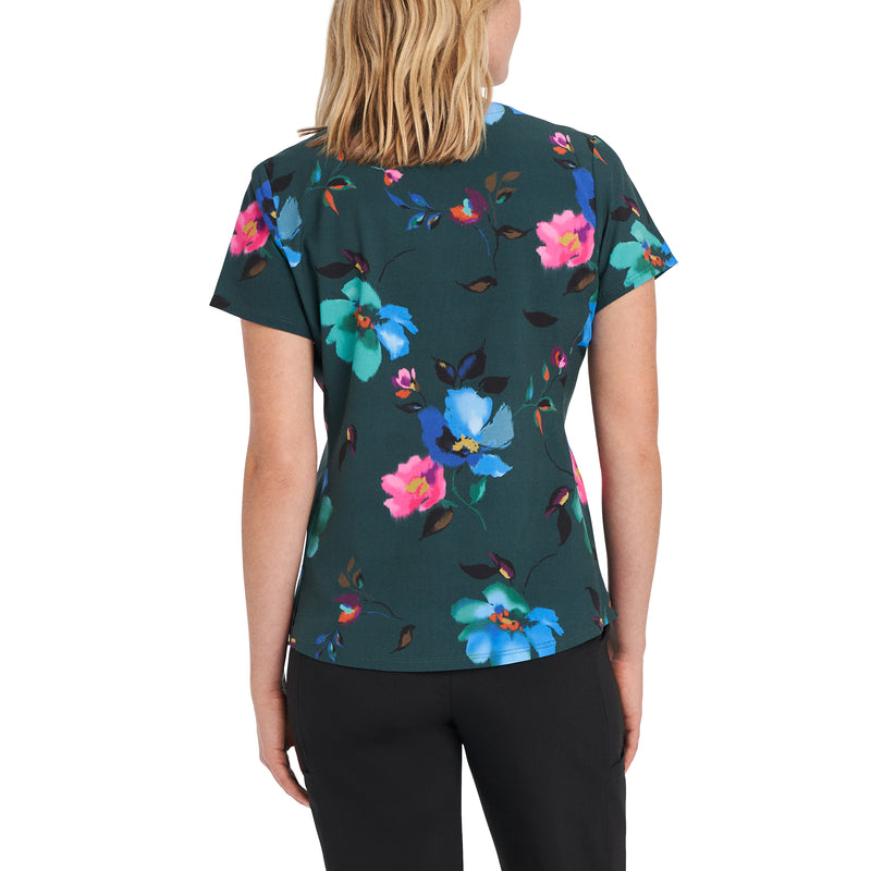 Electric Florals - White Cross Unisex Scrub Tops - Back View