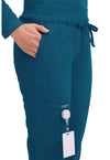 Caribbean Blue - Women's Mid Rise Tapered Leg Drawstring Scrub Pants – Petite (View 2)