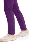 Eggplant - Women's Mid Rise Tapered Leg Drawstring Scrub Pants – Petite (View 3)