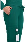Hunter Green - Women's Mid Rise Tapered Leg Drawstring Scrub Pants – Petite (View 2)
