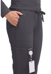 Pewter - Women's Mid Rise Tapered Leg Drawstring Scrub Pants – Petite (View 2)
