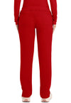 Red - Women's Mid Rise Tapered Leg Drawstring Scrub Pants – Petite (Back)