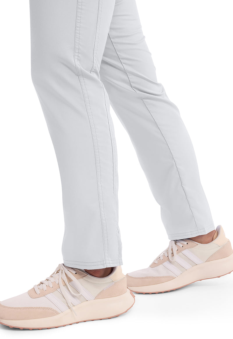 White - Women's Mid Rise Tapered Leg Drawstring Scrub Pants – Petite (View 3)