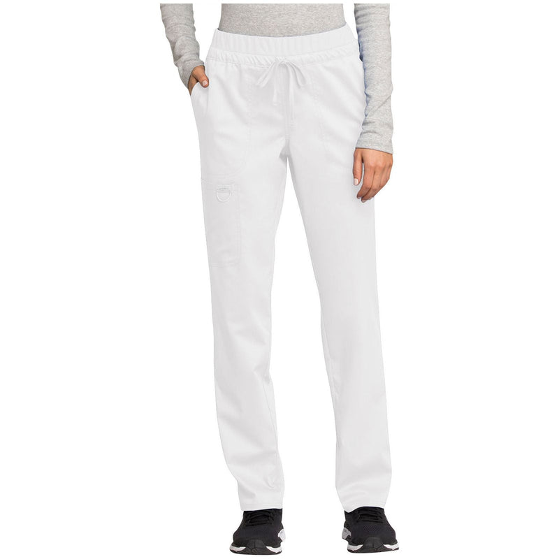 white - Mid Rise Tapered Leg Drawstring Pant
