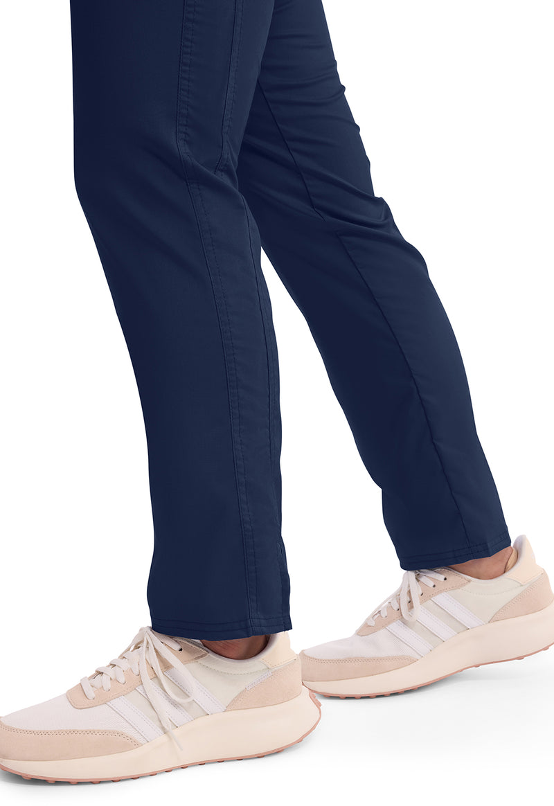 Navy - Women's Mid Rise Tapered Leg Drawstring Scrub Pants – Tall (View 3)