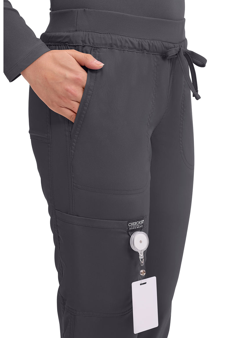 Pewter - Women's Mid Rise Tapered Leg Drawstring Scrub Pants – Tall (View 2)