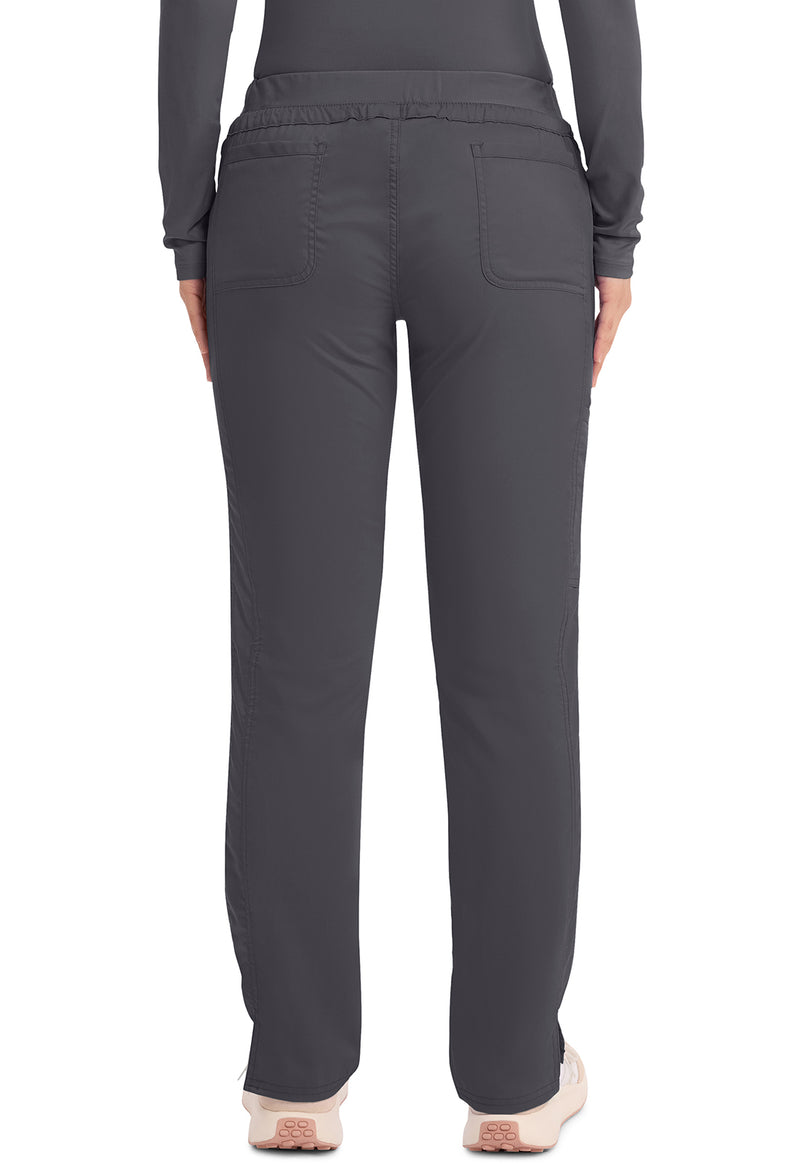 Pewter - Women's Mid Rise Tapered Leg Drawstring Scrub Pants – Tall (Back)