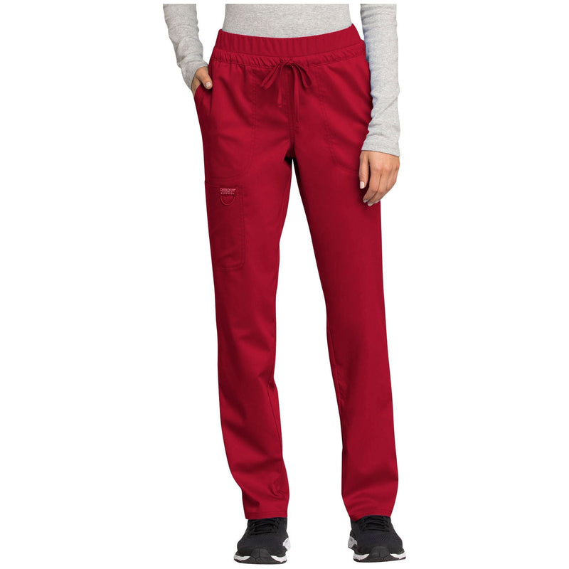 red - Mid Rise Tapered Leg Drawstring Pant