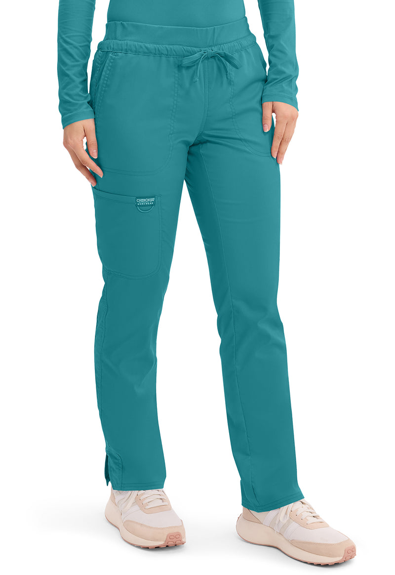 Teal Blue - Cherokee Cherokee WW Revolution Women's Scrub Pants - Right Side View