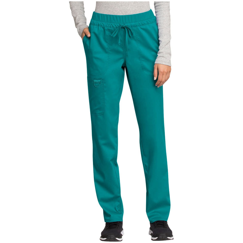 teal blue - Mid Rise Tapered Leg Drawstring Pant