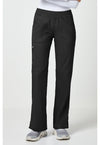 Black - Cherokee WW Revolution Women Scrub Pants - Front View