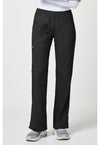 Black - Women's Mid Rise Straight Leg Pull-on Scrub Pants