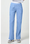 Ciel Blue - Women's Mid Rise Straight Leg Pull-on Scrub Pants