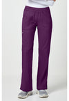 Eggplant - Women's Mid Rise Straight Leg Pull-on Scrub Pants