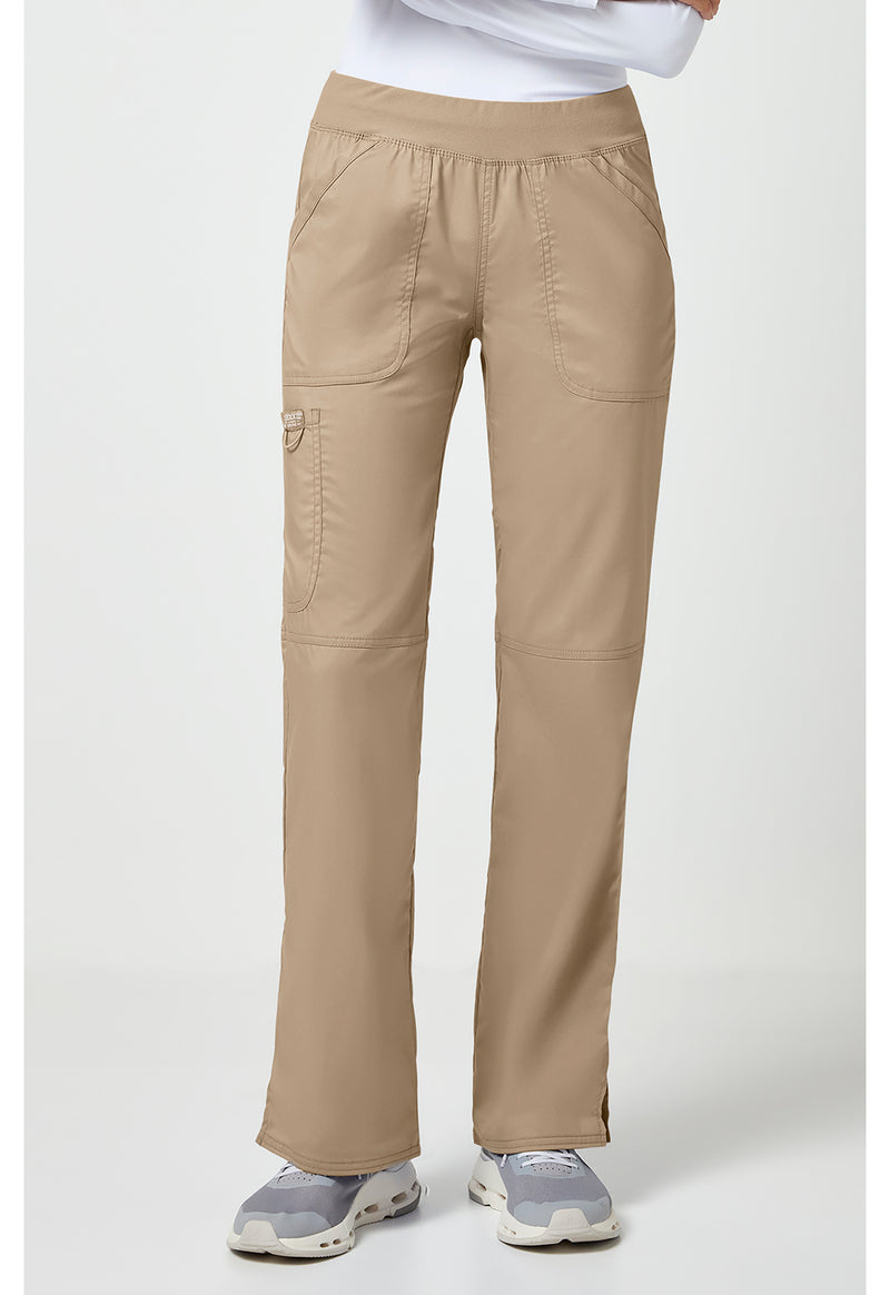 Khaki - Cherokee WW Revolution Women Scrub Pants - Front View