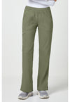 Olive - Women's Mid Rise Straight Leg Pull-on Scrub Pants