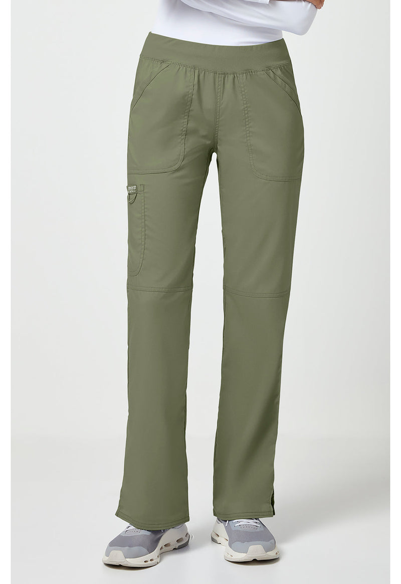 Olive - Women's Mid Rise Straight Leg Pull-on Scrub Pants