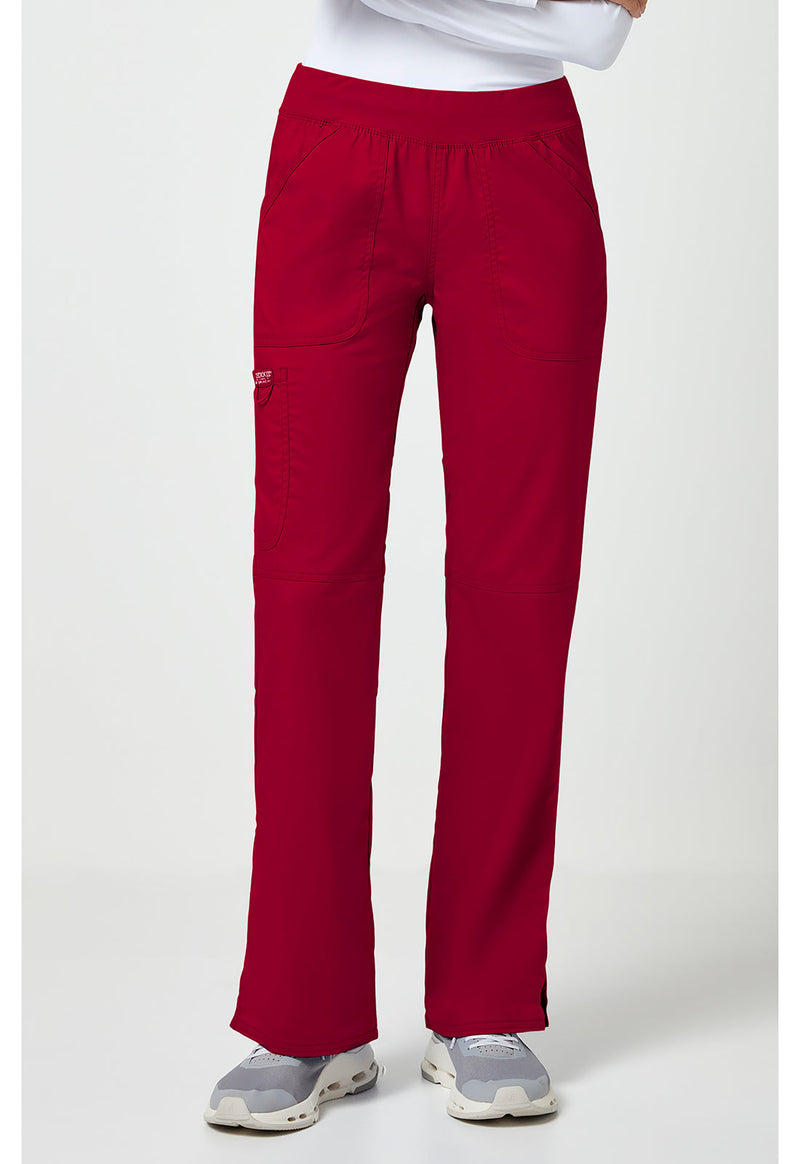 Red - Women's Mid Rise Straight Leg Pull-on Scrub Pants