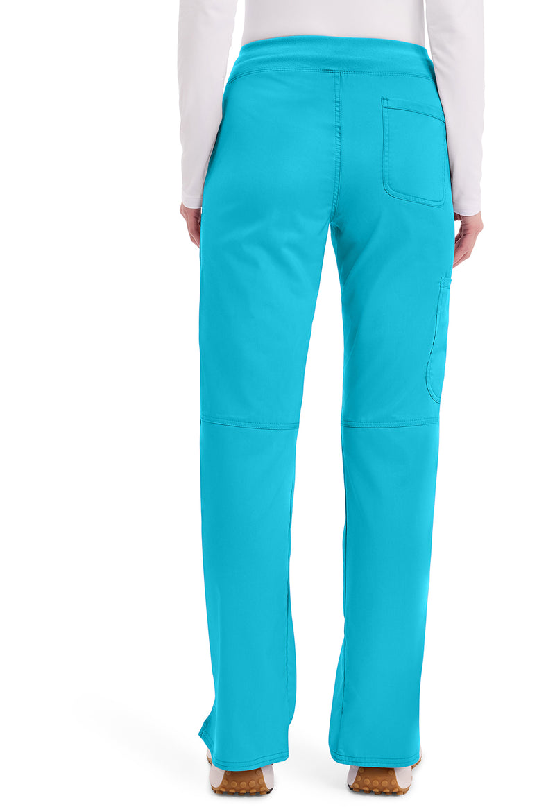 Turquoise - Cherokee WW Revolution Women Scrub Pants - Back View