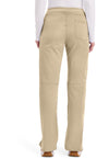 Khaki - Women's Mid Rise Straight Leg Pull-on Scrub Pants – Petite (Back)