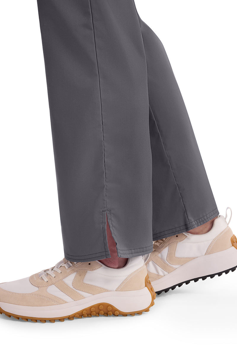 Pewter - Women's Mid Rise Straight Leg Pull-on Scrub Pants – Petite (View 3)